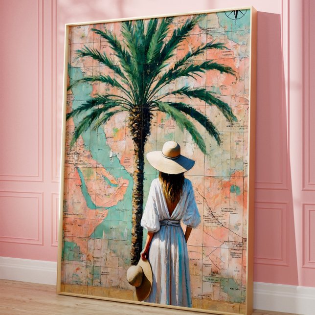 Arte de pared de viaje de palmera costera | Medite (Subido por el creador)