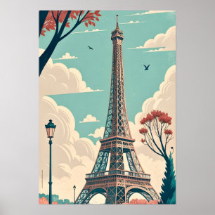 Arte de pared de viaje vintage de la Torre Eiffel 