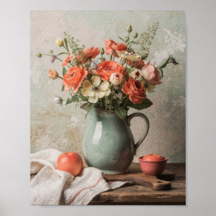 Arte de pared de vida quieta de cocina de cabaña