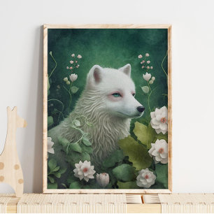 Arte de Pared de Zorro Ártico Místico Bosque Enc
