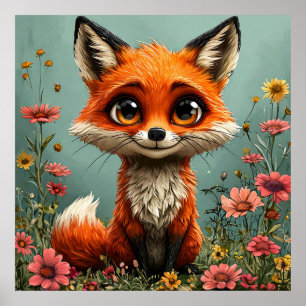 Arte de Pared de Zorro de Dibujos Animados Adorabl