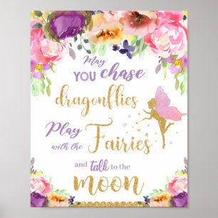 Arte de pared decorativo para nursery de hadas flo