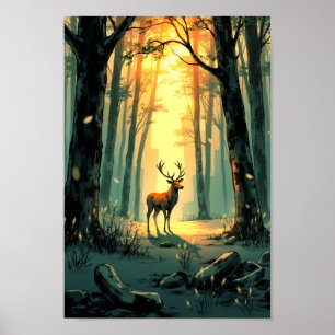 Arte de pared del espíritu del ciervo del bosque d