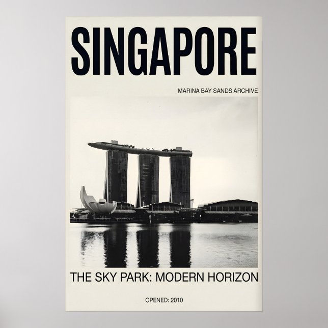 Arte de pared del horizonte de Singapur, Marina Ba (Frente)
