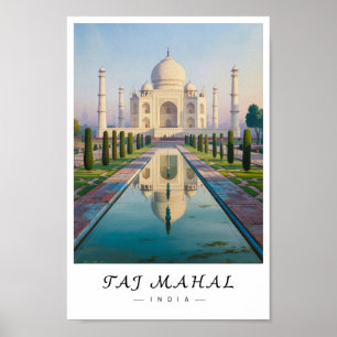 Arte de pared del Taj Mahal India, punto de refere