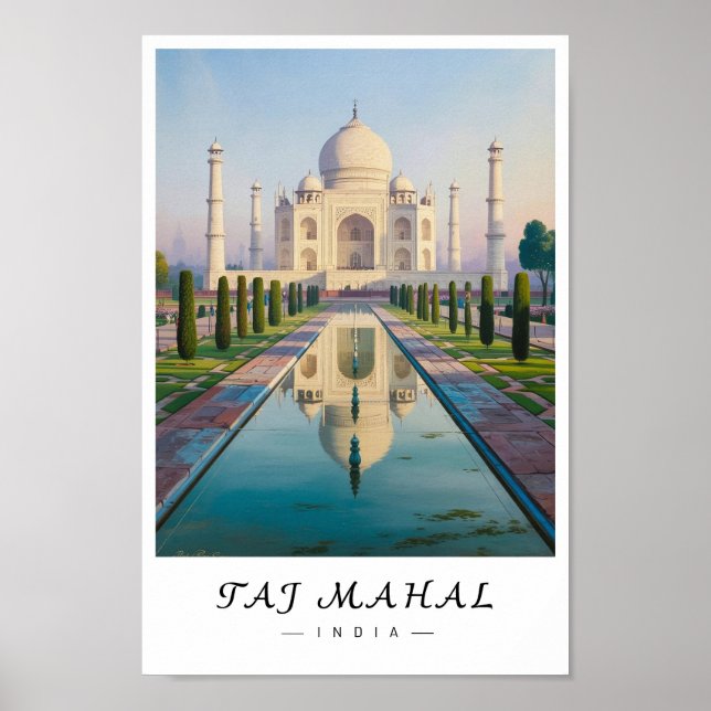 Arte de pared del Taj Mahal India, punto de refere (Frente)