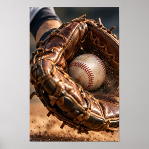 Arte de pared deportivo de guante y pelota de béis