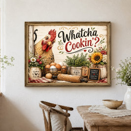 Arte de pared divertido de gallo de granja para co