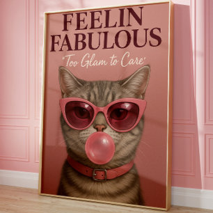 Arte de pared divertido de gato glamuroso Gato r