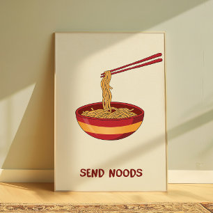 Arte de pared divertido de Ramen “Send Noods” Póst