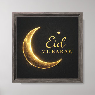 Arte de Pared Eid Mubarak Negro y Dorado de Lujo –