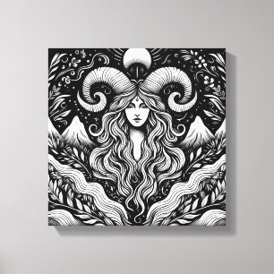 Arte de pared en lienzo con grabado de la diosa Ca