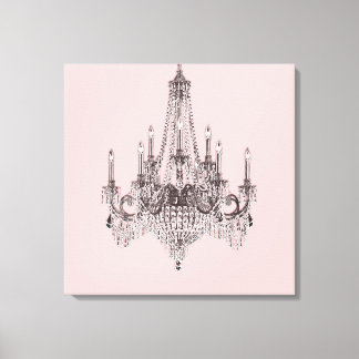 Arte de pared en lienzo de candelabro rosa