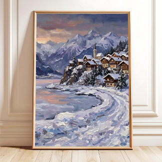 Arte de pared en lienzo de crepúsculo de los Alpes