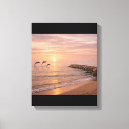 Arte de Pared en Lienzo de Dolphins Beach Golden S