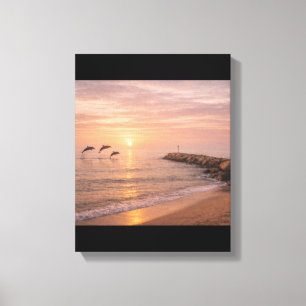 Arte de Pared en Lienzo de Dolphins Beach Golden S