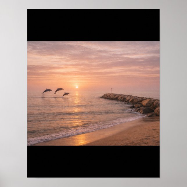 Arte de Pared en Lienzo de Dolphins Beach Golden S (Frente)