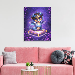 Arte de pared en lienzo de dragón de fantasía ador