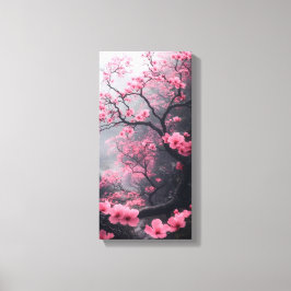 Arte de pared en lienzo de flor de cerezo rosa – Á