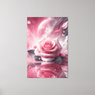 Arte de pared en lienzo de flor rosa