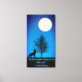 Arte de pared en lienzo de Lobo y Luna Llena
