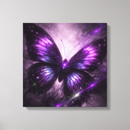 Arte de pared en lienzo de mariposa de galaxia púr
