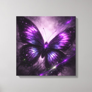 Arte de pared en lienzo de mariposa de galaxia púr