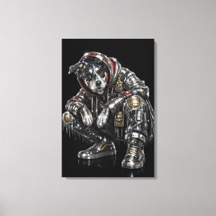 Arte de pared en lienzo de perro disco – Mosaico m