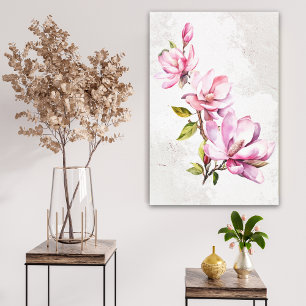 Arte de pared en lienzo estirado de magnolia rosa