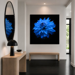 Arte de pared en lienzo floral Dahlia Azul