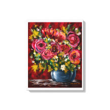 Arte de pared en lienzo floral de rosa rosa | Impr