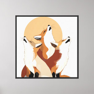 Arte de pared en lienzo Giclee de zorro minimalist