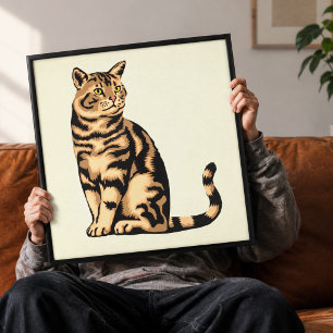 Arte de pared en lienzo retrato de gato atigrado v