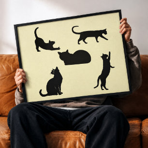 Arte de pared en lienzo Siluetas de felinos juguet