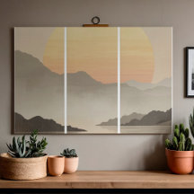 Arte de pared en lienzo tríptico de montaña Japand