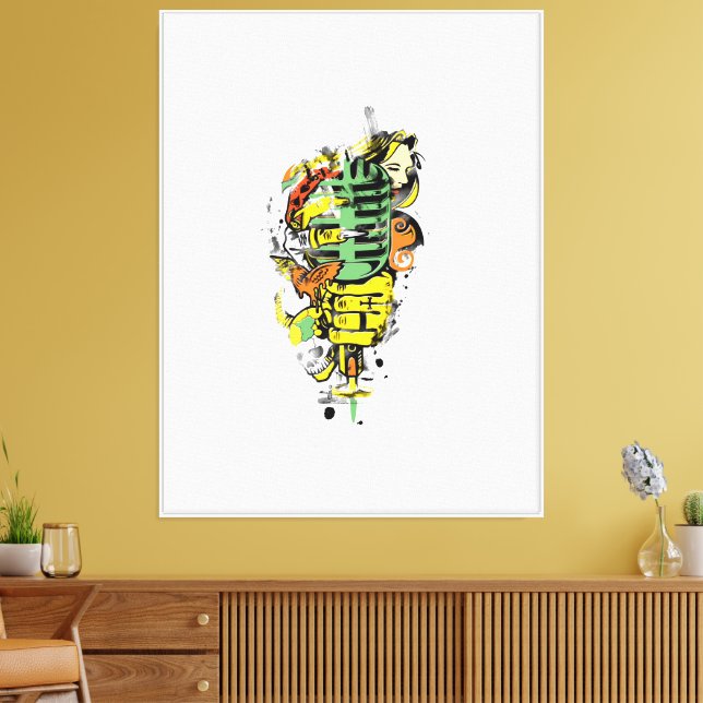 Arte de pared en lienzo vectorial de micrófono de  (Insitu (Sala de estar))