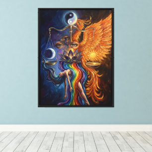 Arte de pared en lona enmarcada Fénix espiritual