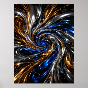 Arte de pared en póster remolino de oro, plata, az