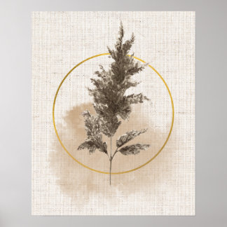 Arte de pared en tono terroso de hierba de Pampas 