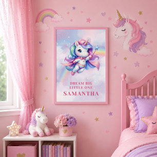 Arte de pared enmarcado de unicornio de arcoíris c
