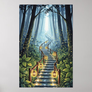 Arte de pared. Escaleras del bosque