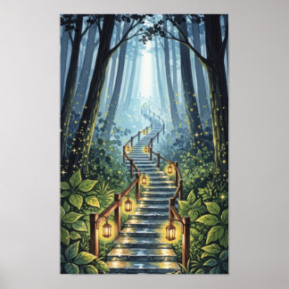 Arte de pared. Escaleras del bosque 