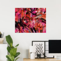Arte de pared expresionista rosa negro abstracto r