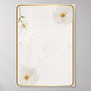 Arte de pared floral blanco elegante   G minimalis