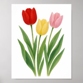 Arte de pared floral imprimible de tulipanes mezcl