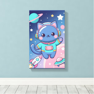 Arte de Pared Galáctico Espacial Astronauta Gato K