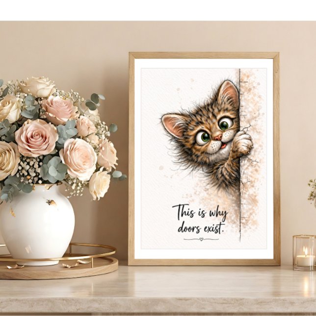 Arte de Pared Gato Espiando Impresión Divertida de (Subido por el creador)