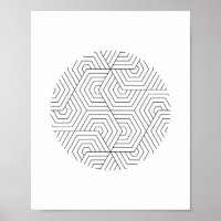 Arte de pared geométrica de círculo de hexágono ne