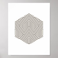 Arte de pared geométrica de hexágono negro y gris