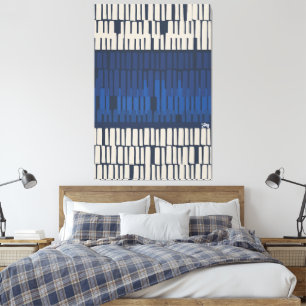 Arte de pared geométrico abstracto azul moderno